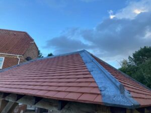 Roof with cloudy sky