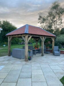 Outdoor pergola with roof