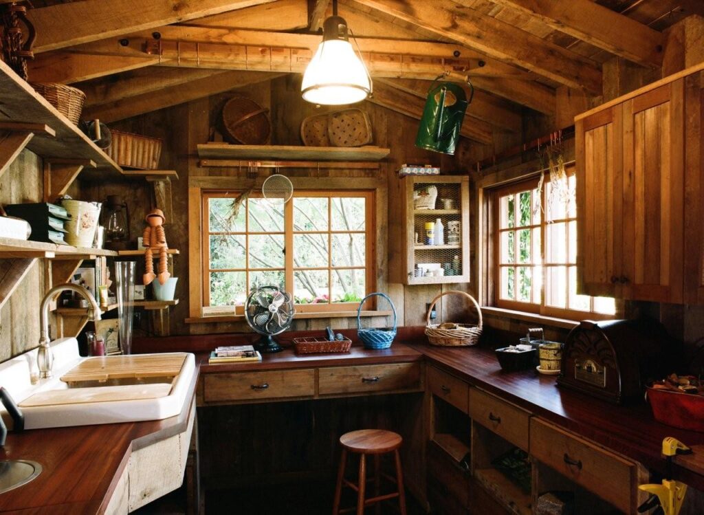 Inside garden shed