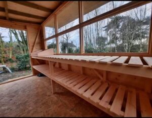 Inside of timber potting shed